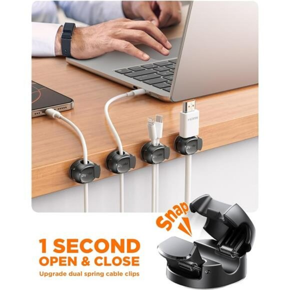 Cord organizer cable clips adhesive wire holder desk charger cord management set - Picture 2 of 7